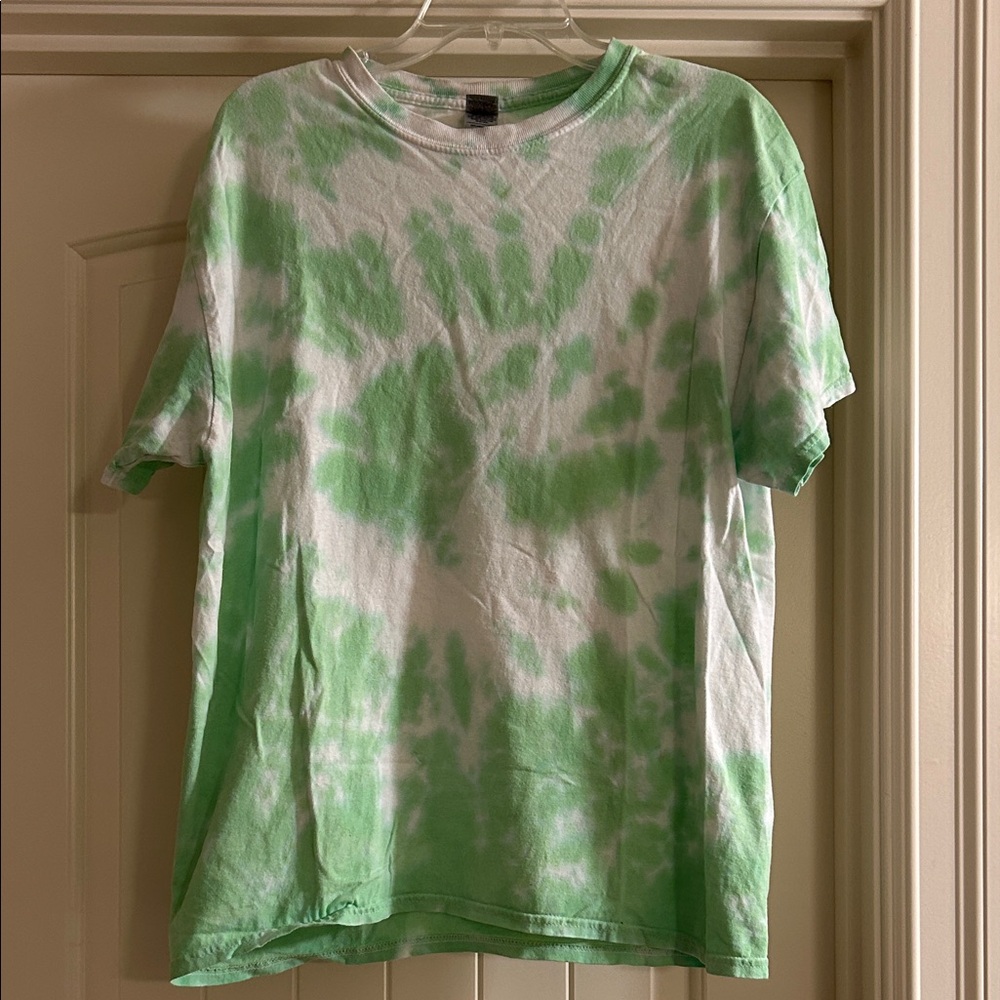 Gildan Green and White Tie-Dye Men's T-Shirt